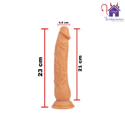 Esta imagen describe las Medidas y Características del Consolador Ultra Realistico Roman