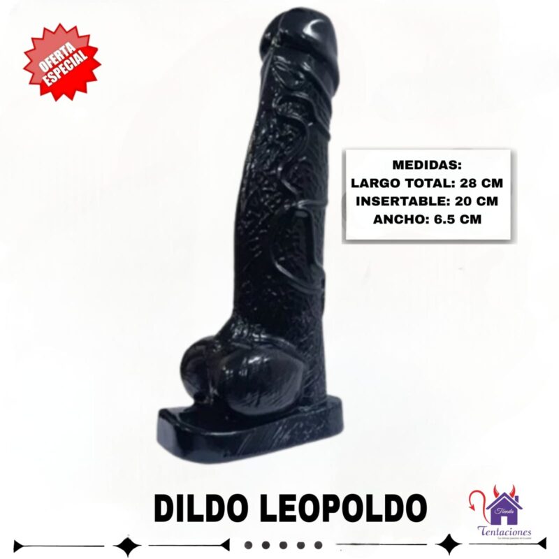 Esta imagen describe las Características y Presentación del Dildo Leopoldo