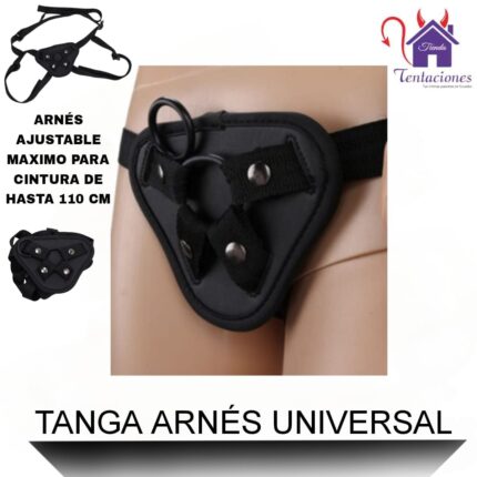 La imagen describe las Medidas de la Tanga o Arnés Universal