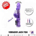 Esta imagen describe las Medidas y Características del Vibrador Jack Fish