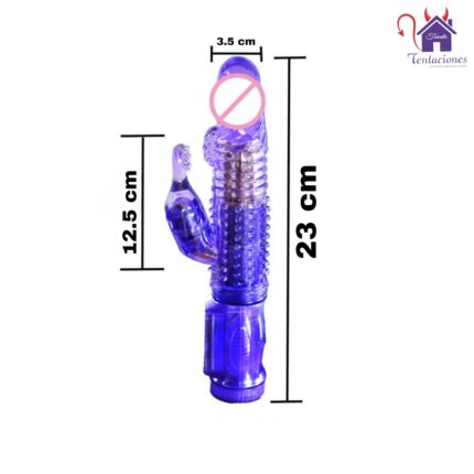 Esta imagen describe las Medidas y Forma de Uso del Vibrador Jack Fish