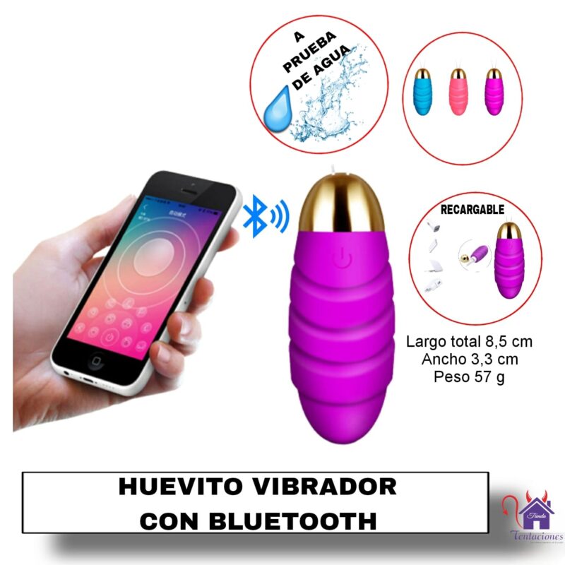 Esta imagen describe la Presentación y Medidas del Huevito Vibrador con Bluetooth