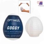 La imagen describe el modo de uso del masturbador huevo Goggy