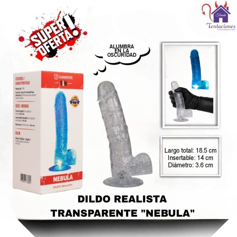 Dildo Realista Transparente Nebula-Tienda Tentaciones-Sex Shop Ecuador