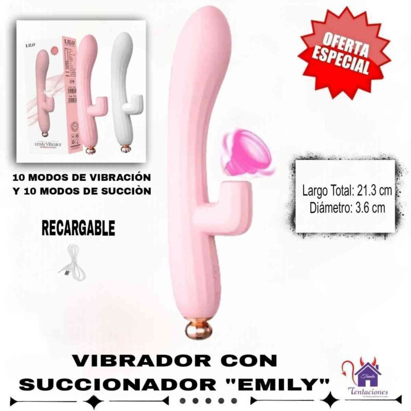 Vibrador con Succionador Emily-Tienda Tentaciones-Sex Shop Ecuador