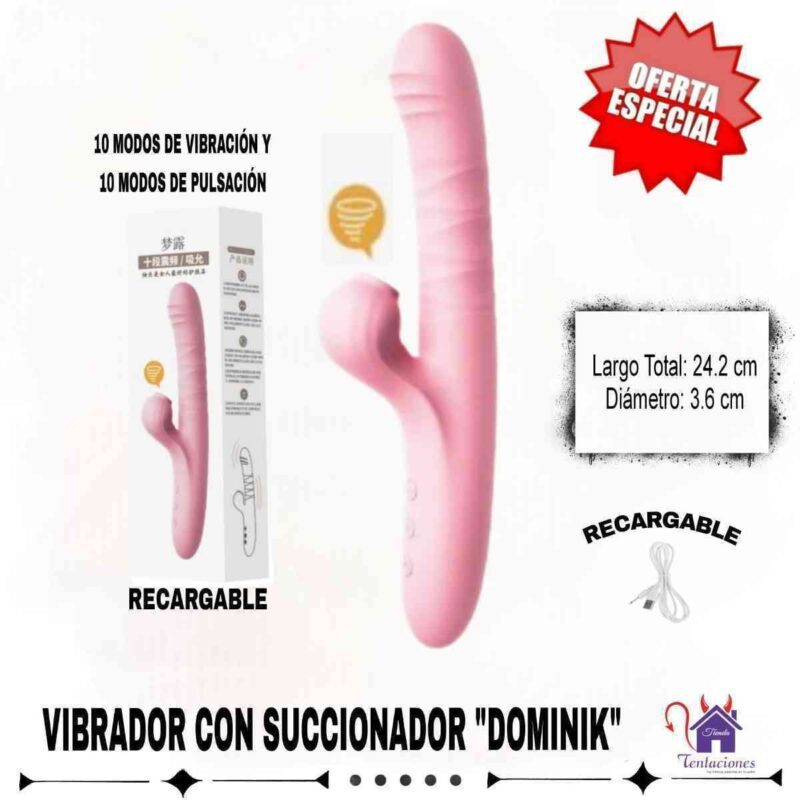 Vibrador con Succionador Dominik-Tienda Tentaciones-Sex Shop Ecuador