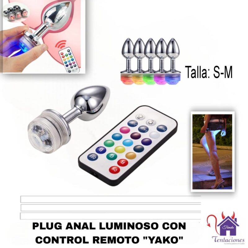 Plug Anal Luminoso con control remoto Yako-Tienda Tentaciones-Sex Shop Ecuador
