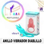 La imagen describe la Forma de Uso y Presentación del Anillo Vibrador Diablillo