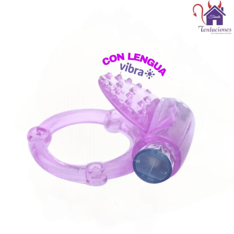 La imagen describe la Presentación del Anillo Vibrador Tongue-Lengua