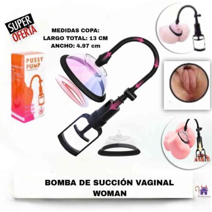 La imagen describe las Medidas y Forma de Uso de la Bomba de Succión Vaginal