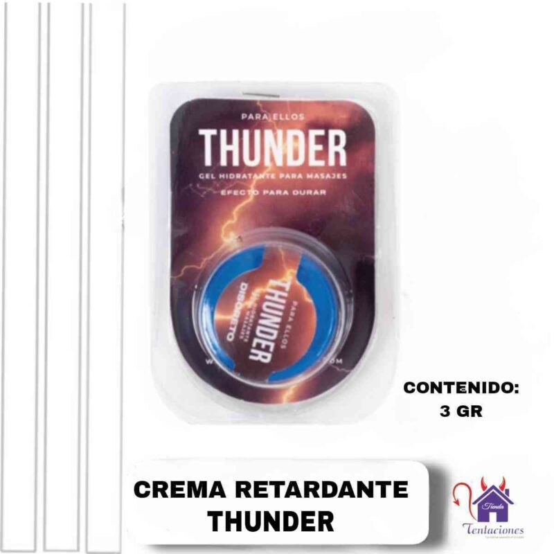 La imagen describe el Contenido de la Crema Retardante Thunder