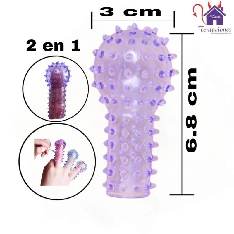 Esta imagen describe las Medidas de la Funda Estriada para el pene o Dedo