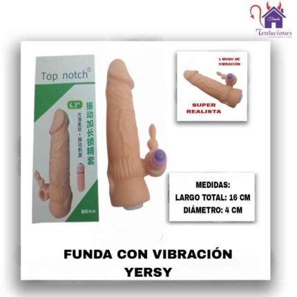 La imagen describe las Medidas y Presentación de la Funda o Extensión Yersy
