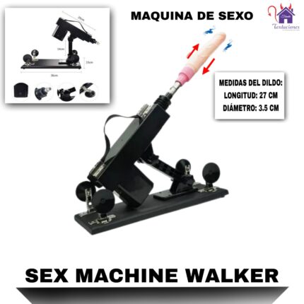 La imagen describe las Medidas y Caracteristicas de la Maquina de Sexo-Sex Machine Walker