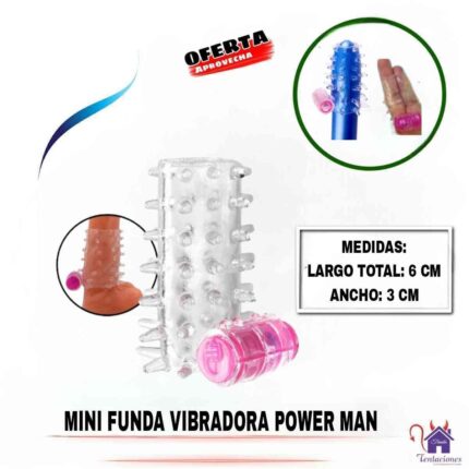 La imagen describe la Forma de Uso de la Semi Funda con Vibración Power Man