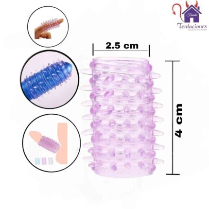 La imagen describe las Medidas de la Semi Funda para el Pene o Dedo