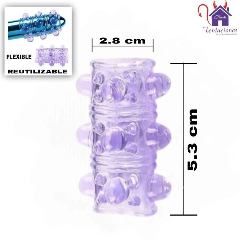 La imagen describe las Medidas de la Semi Funda para el pene estimuladora