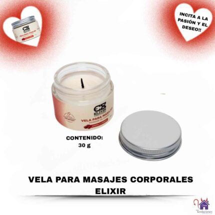 Esta imagen describe la Forma de Uso de la Vela para Masajes Corporales Elixir