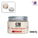 Esta imagen describe la Presentación de la Vela para Masajes Corporales Elixir