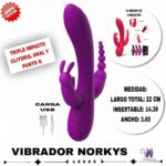 La imagen describe las Medidas del Vibrador Norkys