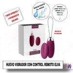 Esta imagen describe la presentación y características del huevo vibrador con control remoto Elva Svakom