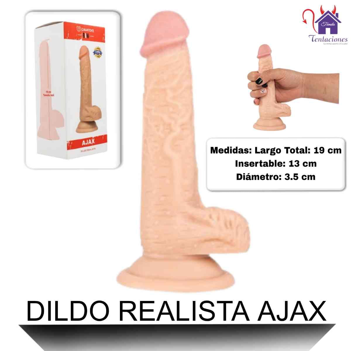Dildo Realista Ajax- Presentacion y Medidas Dildo Realista Ajax - Imagen 1