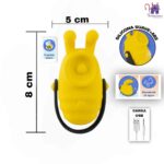 La imagen describe las Medidas y Características del Estimulador de clítoris y pezones-Bumble Bee