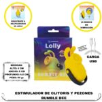 La imagen describe las Medidas y Forma de Uso del Estimulador de clítoris y pezones-Bumble Bee
