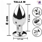 Esta imagen describe las Medidas y Características del Plug Anal Vibrador con Control Olimpo