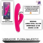 Esta imagen describe las Medidas y Características del Vibrador Flora Majestic
