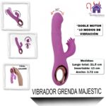 Esta imagen describe las Medidas y Características del Vibrador Grenda Majestic