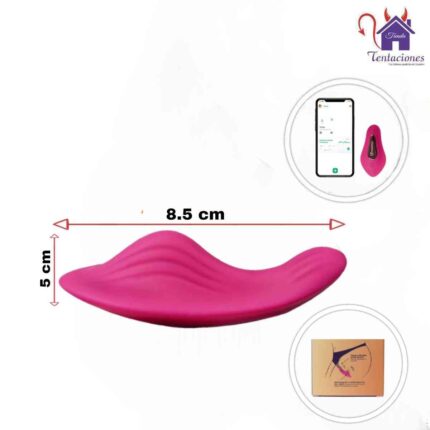 Esta imagen las Medidas y Forma de Uso del Vibrador Panty Tinker Majestic