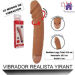 Esta imagen describe las Medidas y Forma de Uso del Vibrador Realista Yirant