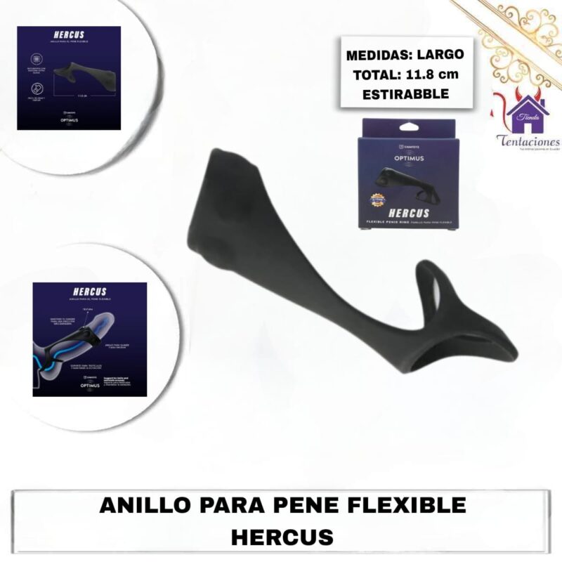 Esta imagen describe la Presentación y Forma de Uso del Anillo para el pene flexible-Hercus