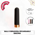 Esta imagen describe la Presentación y las Medidas de la Bala Vibradora Sacha