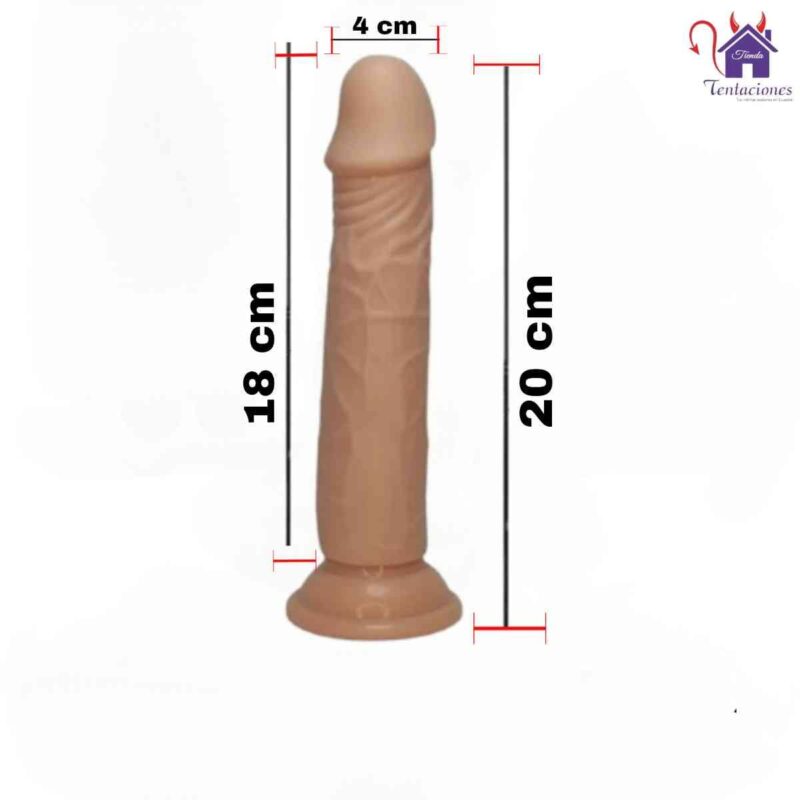 Esta imagen describe las Medidas y Características de Dildo-Consolador Calvin