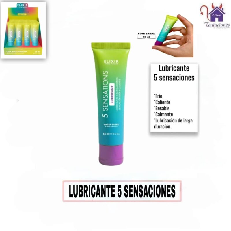 Esta imagen describe las Características y Presentación del Lubricante 5 Sensaciones