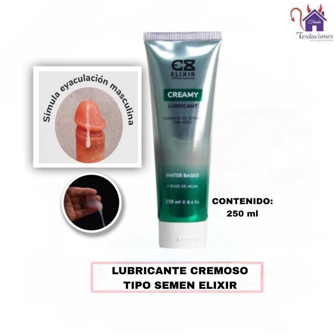 Lubricante Cremoso Tipo Semen Elixir-Presentacion y Forma de Uso Esta imagen describe la Presentación y Forma de Uso del Lubricante Cremoso Tipo Semen-Elixir