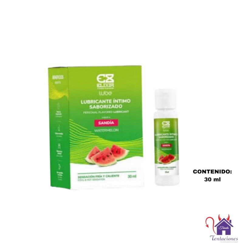 Esta imagen describe el Contenido y Presentación del Lubricante Frìo-Calor-Sandia Elixir