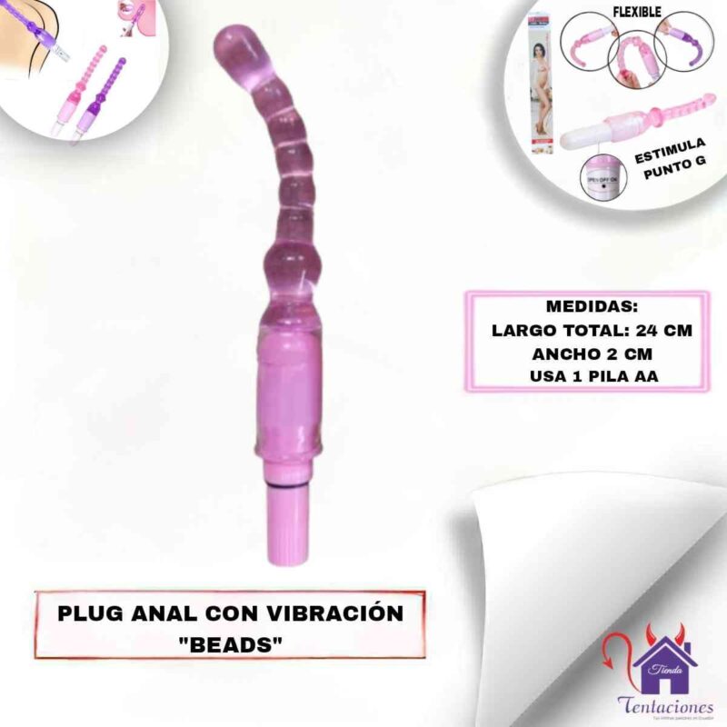Esta imagen describe la Forma de Uso y Presentación del Plug Anal con Vibración Beads