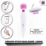 Esta imagen describe la Forma de Uso y Presentation del Vibrador Hitachi Masajeador London