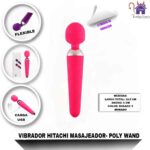Esta imagen describe las Características y Forma de Uso del Vibrador Hitachi-Masajeador-Poly Wand