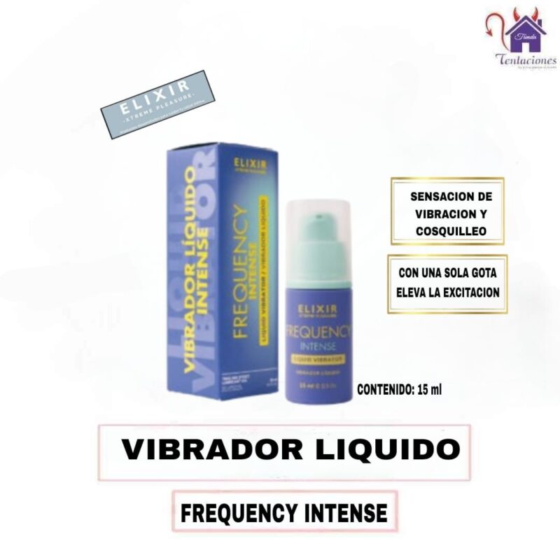 Esta imagen describe la Presentación y Forma de Uso del Vibrador Liquido-Frequency Intense
