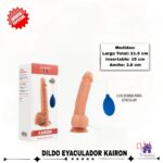 Esta imagen describe las Medidas y Forma de Uso del Dildo Eyaculador Kairon