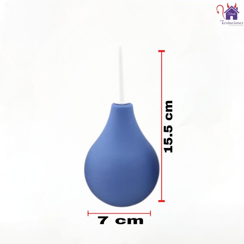 La imagen describe las Medidas y Características del Enema o Ducha Anales Adonis M