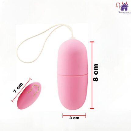 Esta imagen describe la Medidas y Características del Huevo Vibrador con Control Remoto Jones