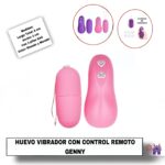 sta imagen describe la Presentación y Medidas del Huevo Vibrador con Control Remoto Genny