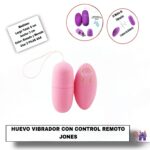 Esta imagen describe la Presentación y Medidas del Huevo Vibrador con Control Remoto Jones