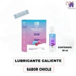 Esta imagen describe la Presentación y Contenido del Lubricante Caliente Sabor Chicle