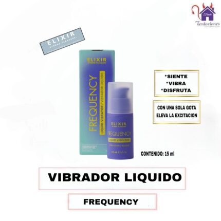 Esta imagen describe el Contenido y Presentación del Vibrador Liquido Frequency